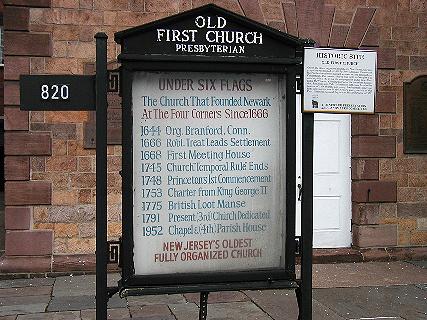 [Signs in front of First Presbyterian Church]