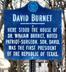 [Historical marker: first President of Texas was born in Newark]