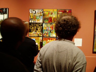 [Members view the Kosrof exhibit at the Newark Museum]