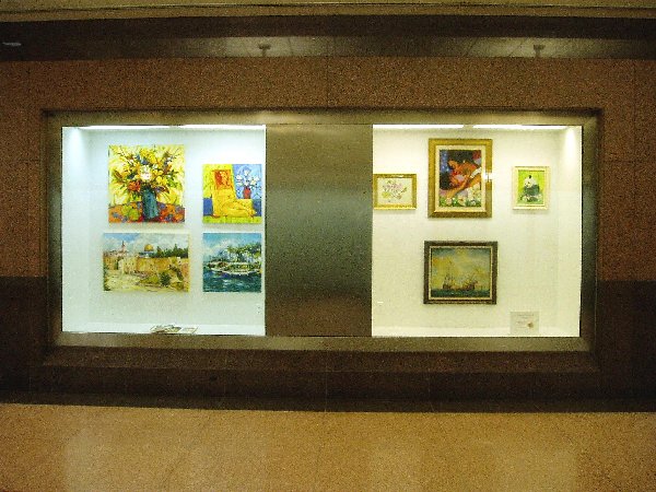 [Art display case in Gateway Two]