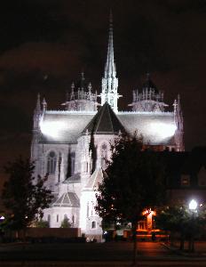 [Rear of Cathedral at nite]